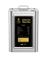 Premium A2 Pure Desi Cow Bilona Ghee By V - Truss Organics | Traditional Vedic Bilona Method Healthy Desi Cow Ghee Perfect For Cooking & Sweets | (5 Litre) 169.0 Ounce | Tin Pack